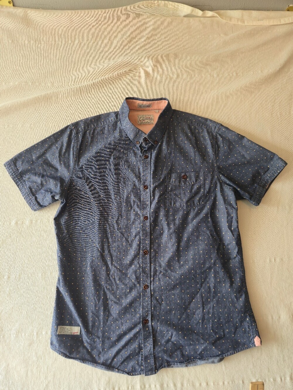 7 Diamonds Vintage Men's Short Sleeve Button-Up Shirt Size Large